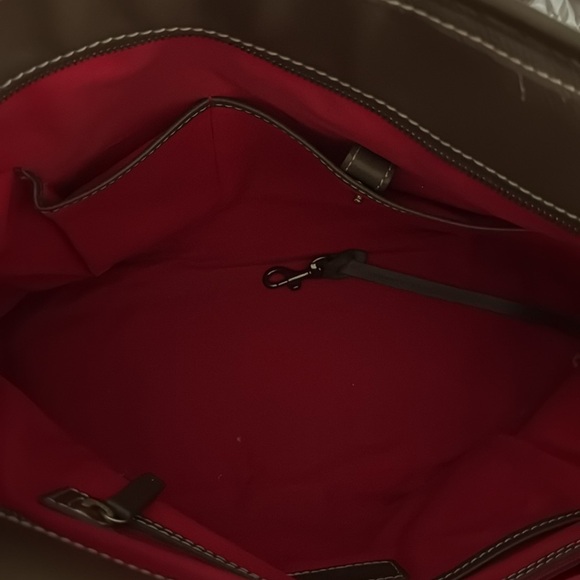 Dooney & Bourke Davis Leather Tote Bag Olive Green Zipper Preowned - Picture 9 of 16